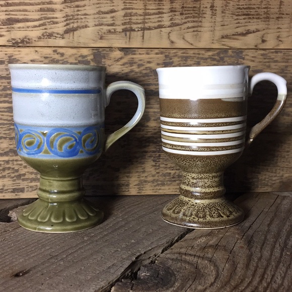 VTG 60s-70s MCM Mismatched Footed Irish Coffee Ceramic Mugs